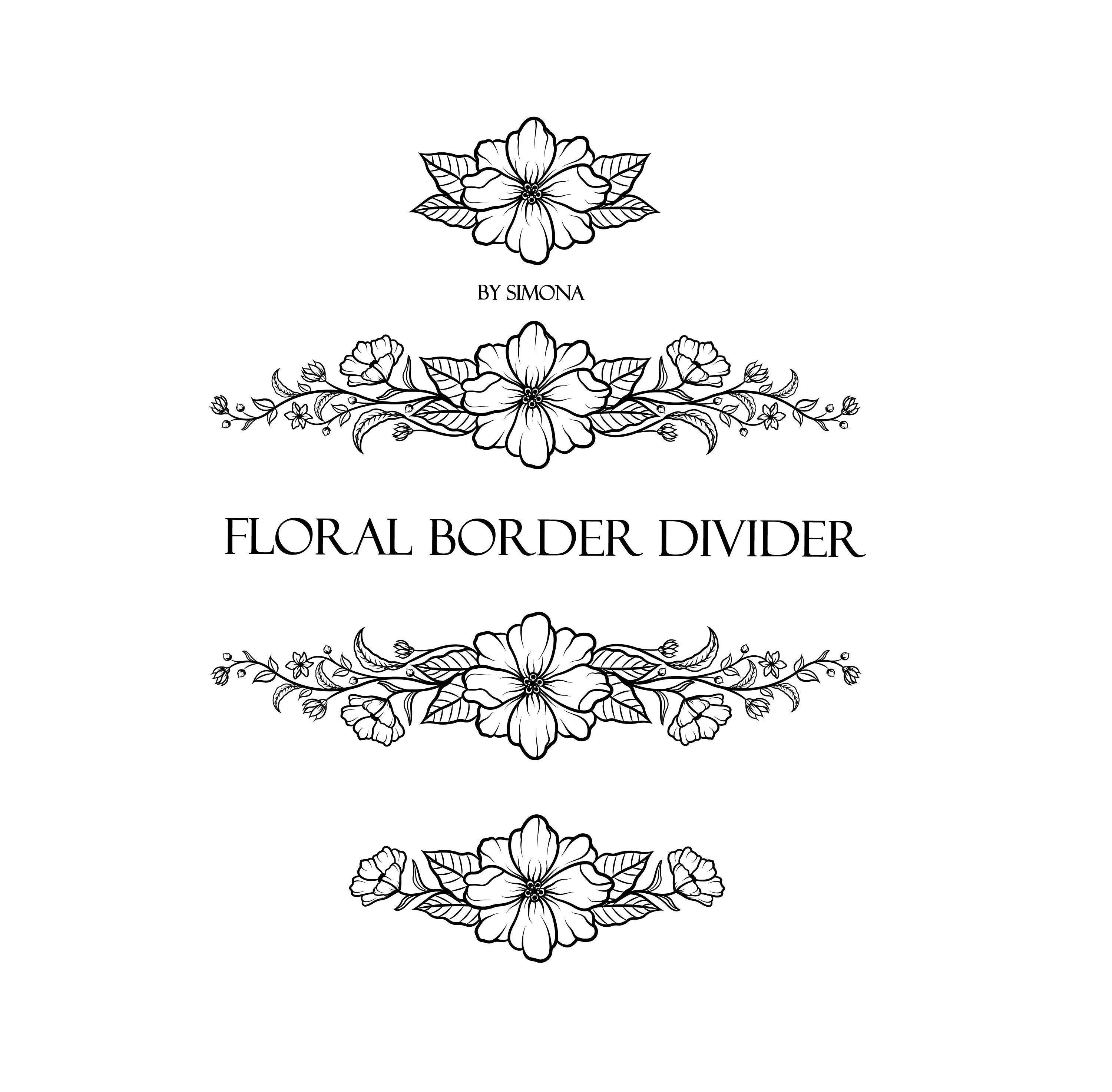 Buy Flowers Floral Border Divider Pack Elements Hand Drawn LOGO Art