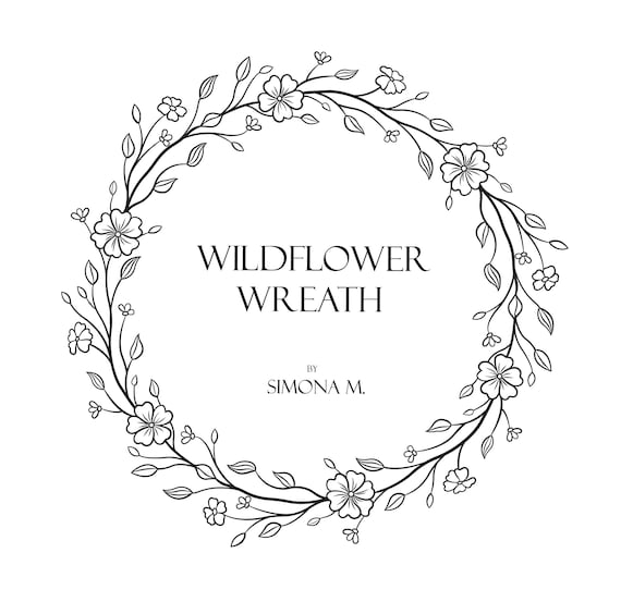Wildflower Wreath Vine Hand Drawn Logo Art Clipart Vector Svg Png