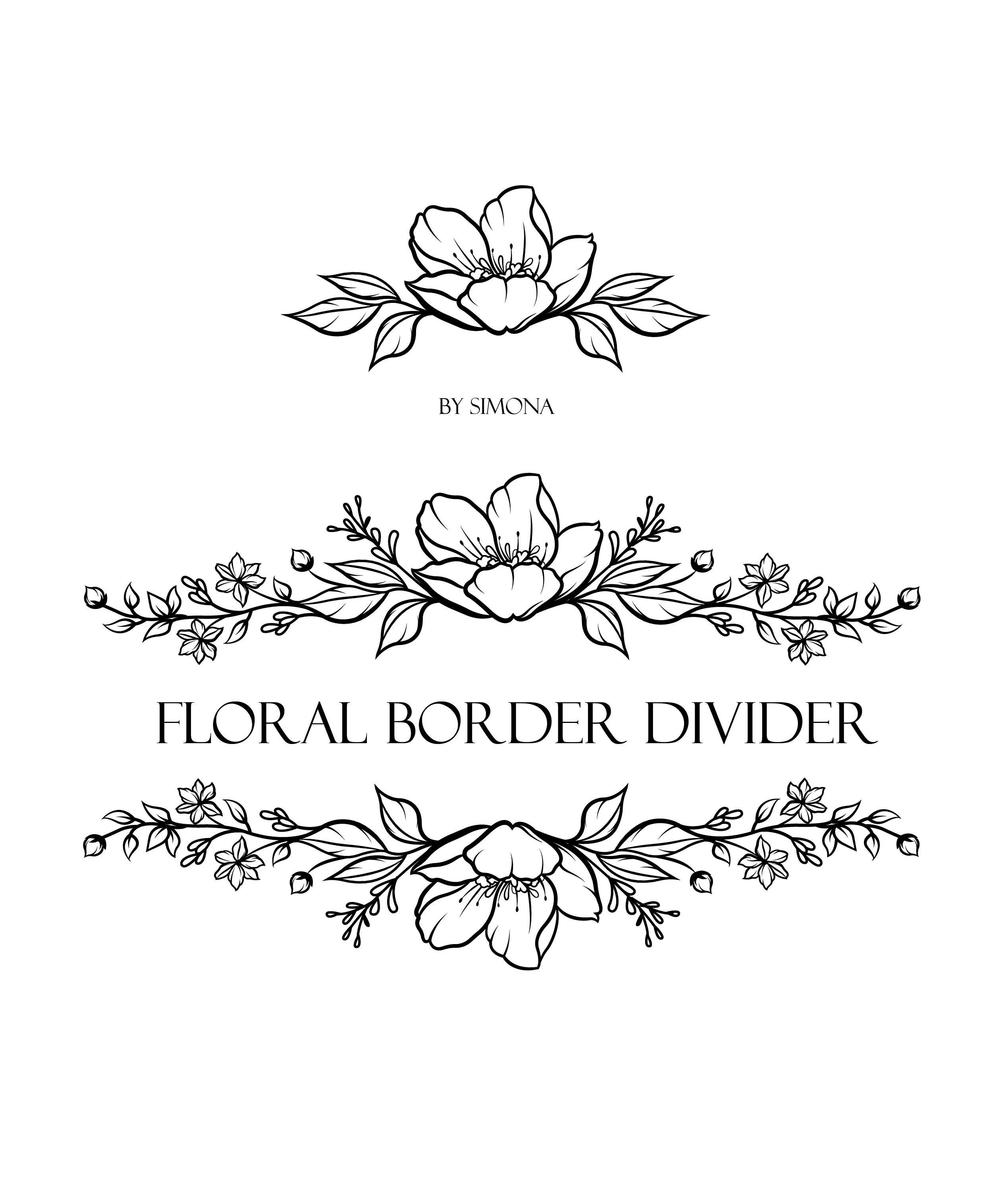 Flowers Floral Border Divider Hand Drawn Logo Etsy
