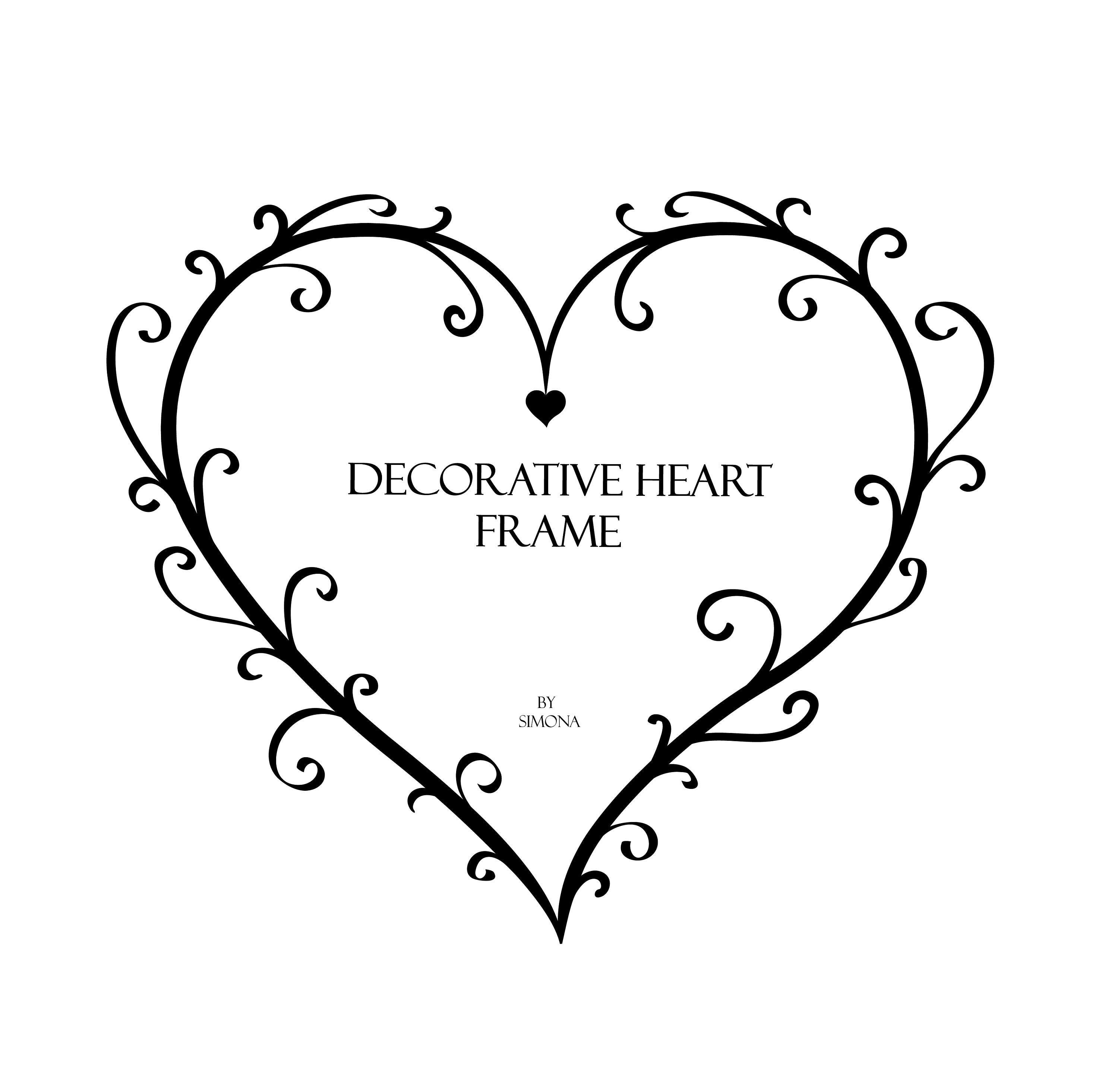heart frame clip art black and white