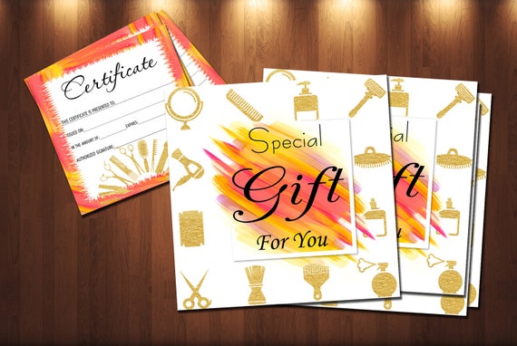 Hair Stylist Gift Certificate Template Salon Beauty Gift Etsy