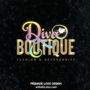 Gold Chrome Premade Logo Design: Beauty, Fashion, Hair (Digital File, Personalized Design)