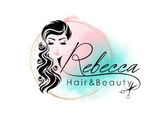 Diseño de logotipo prediseñado de belleza en dorado y rosa