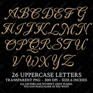 Gold Alphabet PNG, Gold Cursive Letters, Sparkling Gold Letters