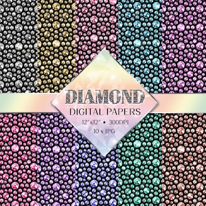 Rhinestone Digital Paper: Seamless Diamond Textures (Digital Download)