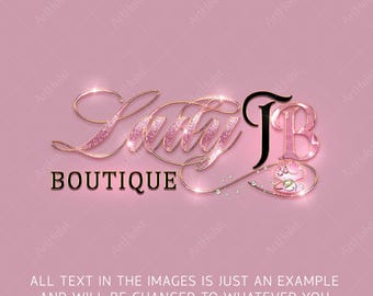 May include: A pink and gold logo with the text "Lady B Boutique" in a sparkly, cursive font. The "B" is stylized with a pink and gold seashell design.