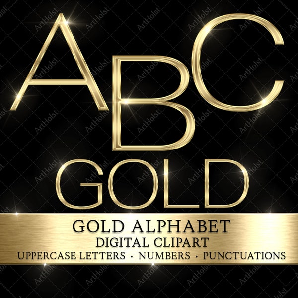 Gold Chrome Alphabet, Alphabet PNG, Metallic Gold Letters, Wedding Letters, Gold Alphabet Clipart, Gold Numbers, Letters Clip Art