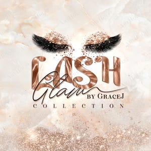 Rose Gold Beauty Logo Design: Lash, Nail, Hair, Boutique (Digital File, Customized Design)