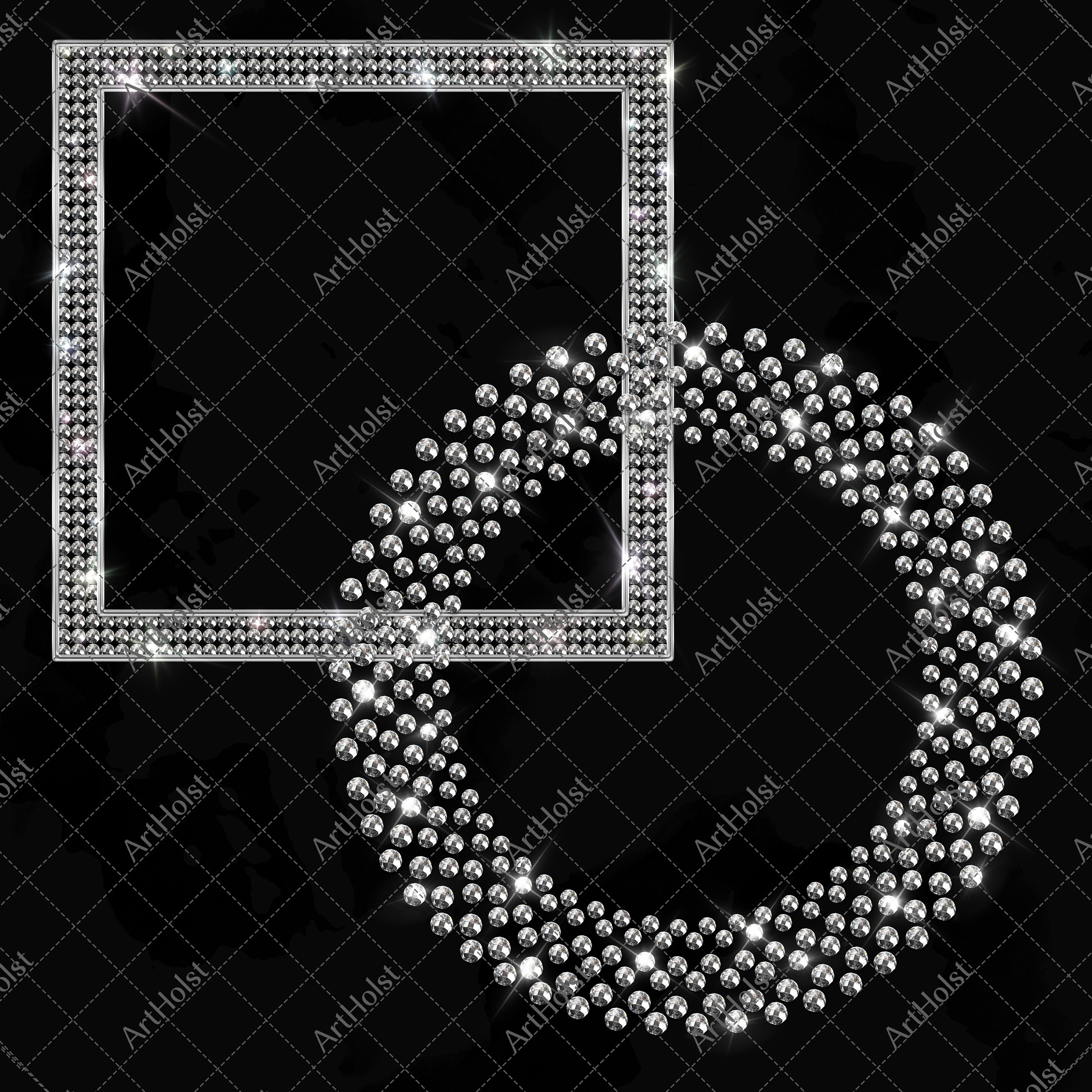 Rhinestone Silver Frames Clipart: Diamond Borders Overlay (PNG Digital ...