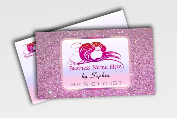 Hair Stylist Purple Glitter Business Card Business Card Etsy