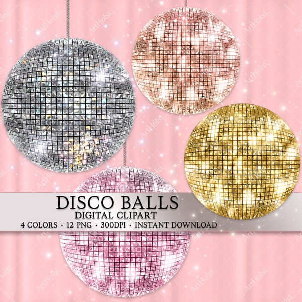 Disco Ball Clipart, Disco Ball PNG, Party Clipart, Mirror Balls, Birthday Clipart, Christmas Clipart, Digital Download