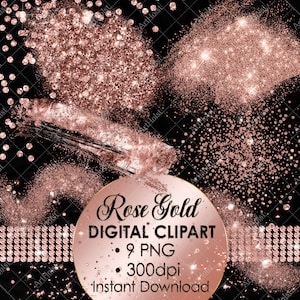 Rose Gold Glitter Overlays PNG, Geburtstagselemente PNG, Weihnachtscliparts, Sparkle Clipart, Konfetti PNG, Staub Clipart, Glam Sparkle Glitter