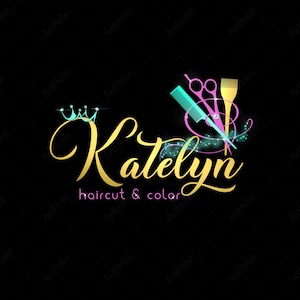 Premade Hair Salon Logo: Modern Feminine Hairdresser Branding (Digital File, Customized Design)