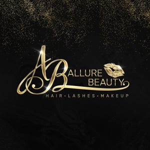Gold Beauty Salon Logo Design: Lash, Hair, Makeup (Digital File, Personalized Design)