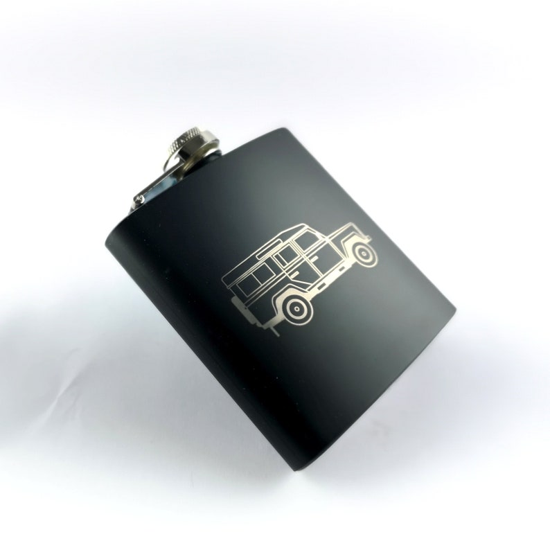 Gardening Shooting Land Rover Defender 90 110 130 6oz Hip Flask Outdoors Camping Whisky Made in Scotland Hunting Father/'s Day