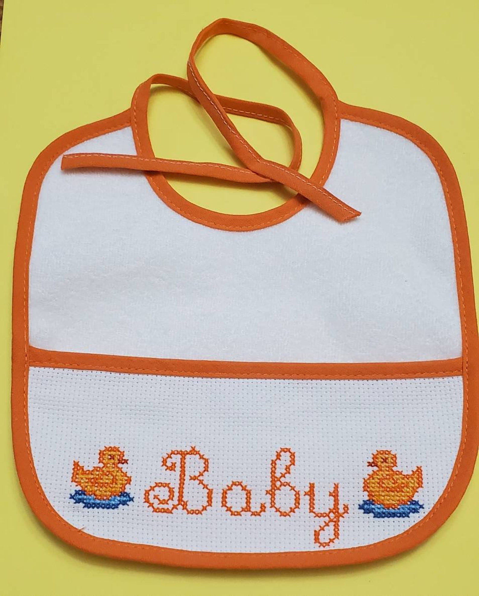 Handmade Cross Stitched Baby Bib 100 Cotton 7.5 x Etsy