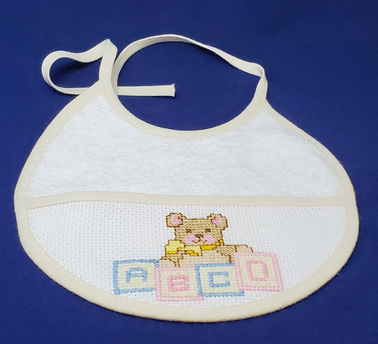 Handmade Cross Stitched Baby Bib 100 Cotton 7 x Etsy