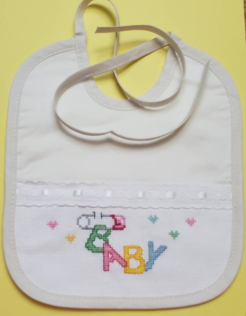 Handmade Cross Stitched Baby Bib 100% Cotton 7.5 X | Etsy