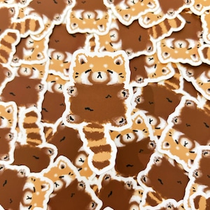 Sticker mignon panda roux | Sticker panda rouge imperméable vinyle Sticker panda rouge Sticker animal Sticker mignon