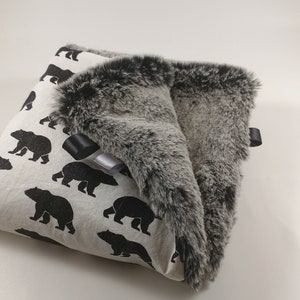 Lovey, Security Blanket, Black Bear, Bear Fur, Woodland Modern, Grey,Rustic, Faux Fur, Baby Boy, Baby Girl, Gender Neutral,Ultra Soft,Infant