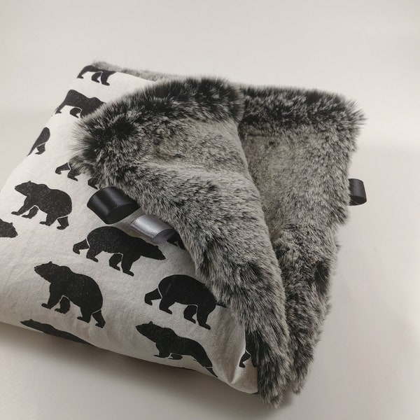 Lovey, Security Blanket, Black Bear, Bear Fur, Woodland Modern, Grey,Rustic, Faux Fur, Baby Boy, Baby Girl, Gender Neutral,Ultra Soft,Infant