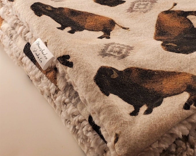 Buffalo Blanket, Bison, Western, Oatmeal, Brown, Sherpa,baby Blanket