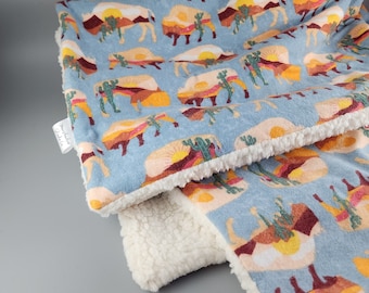 Büffeldecke, Bison, Western, Wüste, braun, Sherpa, Babydecke, Haustierdecke, Hund, Babyparty, Kinderzimmer Dekor, Tierdecke, Haustiere