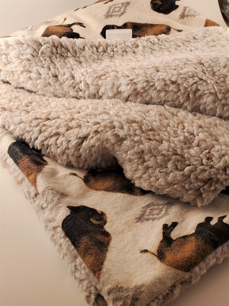 Buffalo Blanket Bison Western Oatmeal Brown Sherpababy Etsy