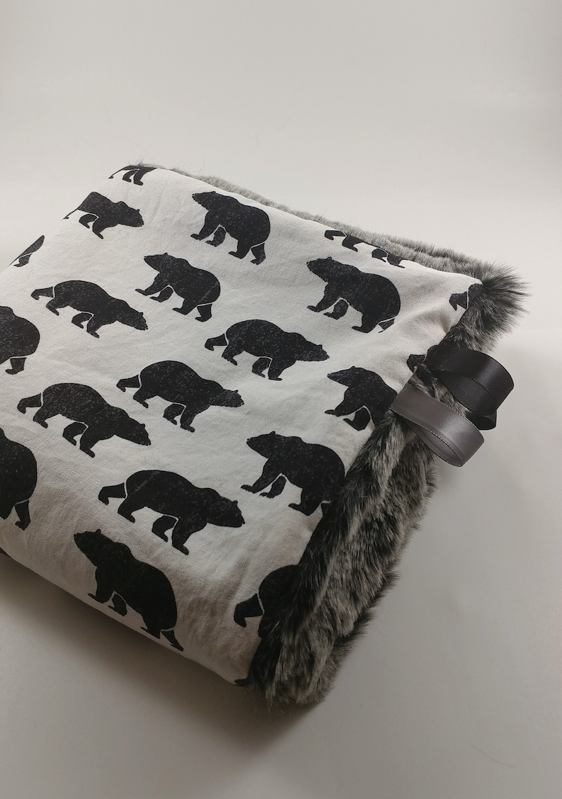 Lovey Security Blanket Black Bear Bear Fur Woodland Etsy