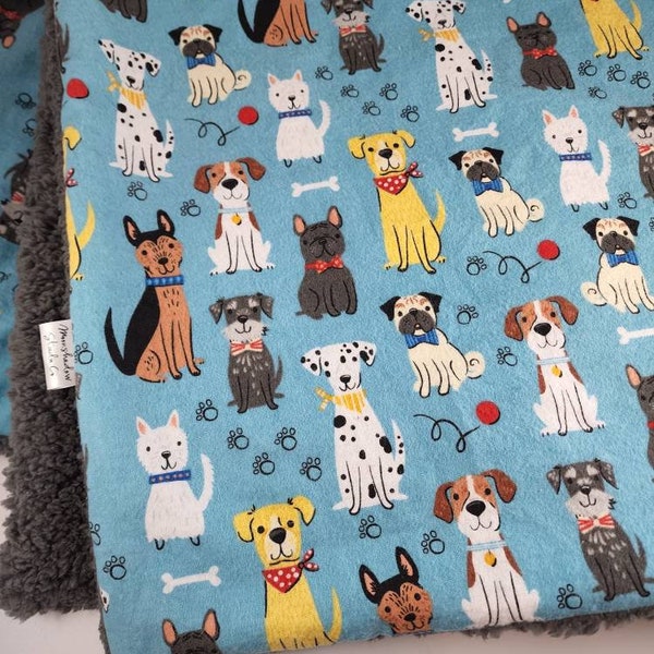 Pet Blanket, Dog Blanket, Funny Puppies, Red, Blue, Black, Yellow, Gray, White, Blue, Dog Breeds, Sherpa, Cozy, Animal Blanket, Pets