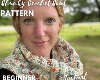 Basic but Fancy Chunky Crochet Cowl Sizes Provided in Pattern