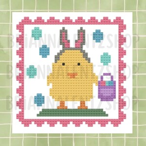 Chick On Easter Egg Hunt Cross Stitch Pattern PDF Download Spring and Easter Cross Stitch Pattern Instant Download image 4