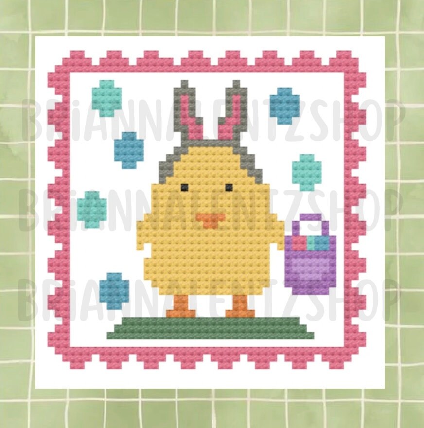 Chick on Easter Egg Hunt Cross Stitch Pattern PDF Download | Spring and ...