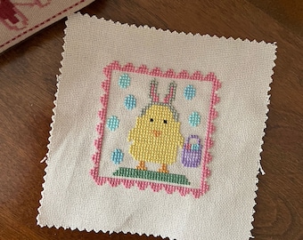 Chick On Easter Egg Hunt Cross Stitch Pattern PDF Download | Spring and Easter Cross Stitch Pattern Instant Download