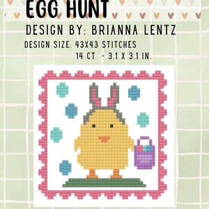 Chick On Easter Egg Hunt Cross Stitch Pattern PDF Download Spring and Easter Cross Stitch Pattern Instant Download image 2