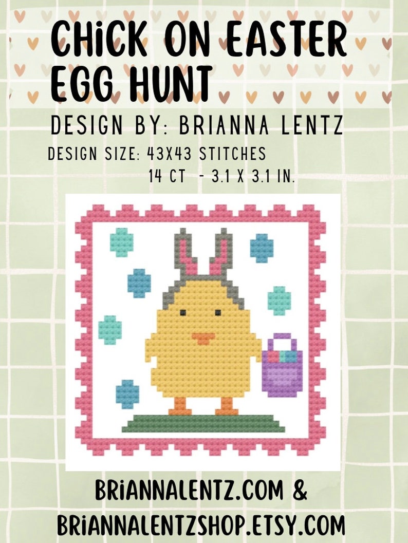 Chick On Easter Egg Hunt Cross Stitch Pattern PDF Download Spring and Easter Cross Stitch Pattern Instant Download image 2