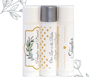 Rustic Designed Wedding Favors: 100 Custom Lip Balm Match your Wedding Theme
