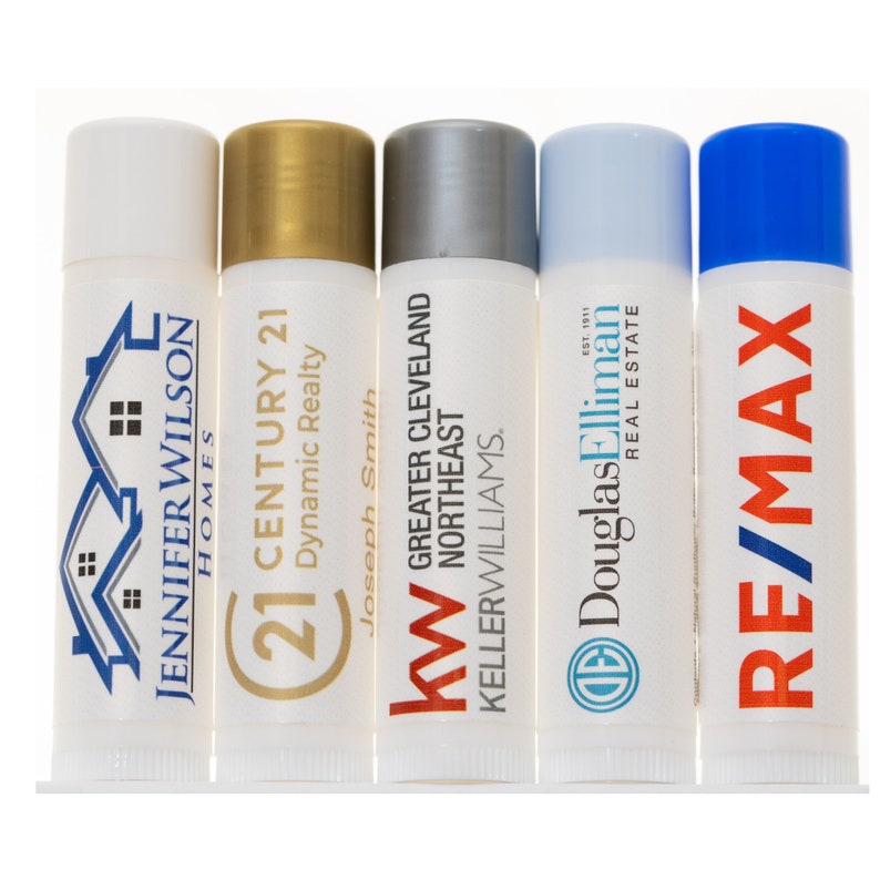 Realtor Giveaways, Real Estate Agent Swag, Real Estate Agent Marketing 100 Lip Balms per Order image 1