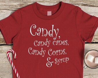 Kids Christmas Elf Food Group Tshirt, Kids Matching Christmas Shirt