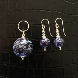 handmade glass and sterling silver pendant and earrings