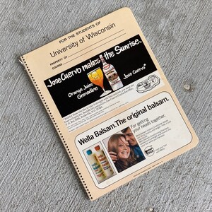 Vintage 1970s Jose Cuervo Advertising Notebook For College Students of the University of Wisconsin