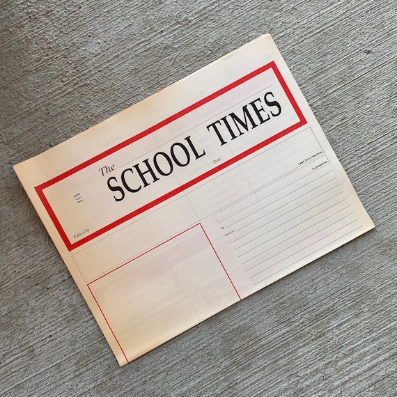 Vintage 1990 Blank School Times Newspaper Template Nos Kids Etsy