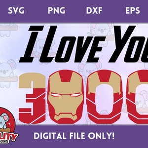 Kocham Cię 3000 - #Marvel #Avengers Inspired SVG Natychmiastowe pobranie pliku cyfrowego