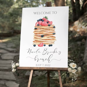 Pancake Brunch Welcome Sign Template, Shower Poster, 18x24, 16x20, Baby Shower, Bridal Shower, Digital Download, Templett, BA-12, BR-224