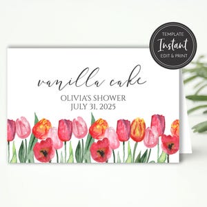 Modelo de tenda de mesa tulipa e cartões de lugar, plano e dobrado, chá de bebê, chá de panela, BR-134