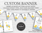 Rubber Duck Banner Template, Baby Shower Printable Pendant Banner, Gender Neutral, Blue Yellow Ducks, Ducky, Bubbles, Bath, BA-149 Il_170x135