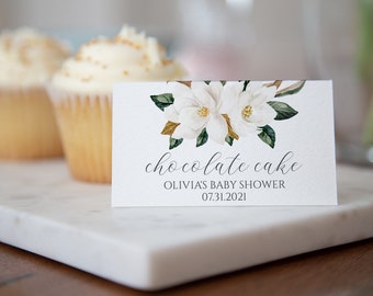 Magnolia Place Cards Template, Magnolia Table Tent, Flat and Folded, Baby Shower, Bridal Shower, BA-166
