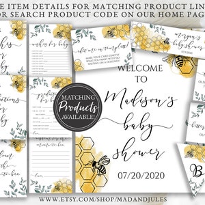 As Sweet as Can Bee Baby Shower Invitation, Bumble Bee Shower, Honey Comb, Printable Digital Download Editable Template DIY, BA-189 image 10