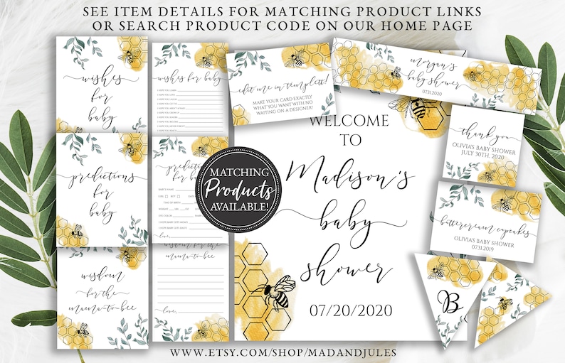 As Sweet as Can Bee Baby Shower Invitation, Bumble Bee Shower, Honey Comb, Printable Digital Download Editable Template DIY, BA-189 image 10