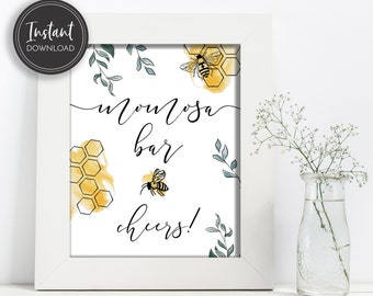 Bee Momosa Bar Sign, Baby Shower Table Sign, 8x10, Instant Download, BA-189